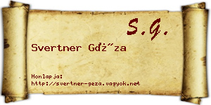 Svertner Géza névjegykártya